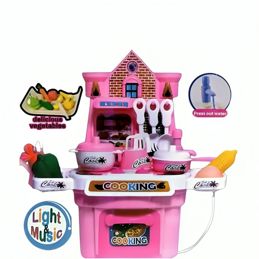 Pretend Play Girls Kitchen Toy Set With Real Water Circulating Wash Basin and Accessories Included For Girls