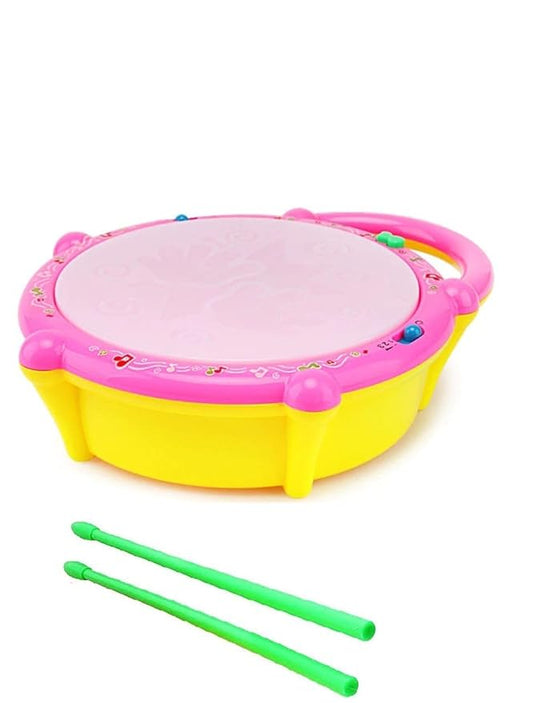 Flash Drum Toy with 2 Mallets for Kids | Multicolor 3D Lights | Dynamic Musical Instrument